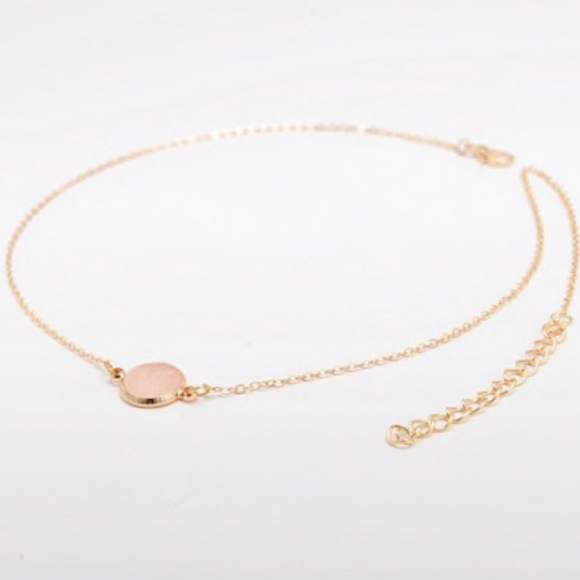 💕 1 left💕Rose Druzy Crystal Gold Charm Necklace - Picture 3 of 5